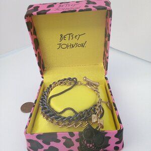 Cute Little Betsey Johnson Owl Charm Bracelet in Elaborate Box